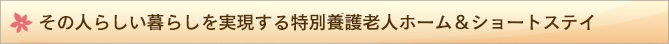 その人らしい暮らしを実現する特別養護老人ホーム＆ショートステイ